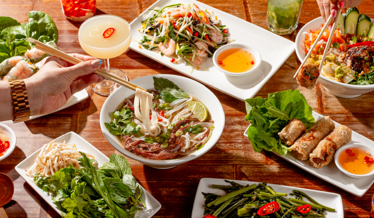 A range of Pho dishes served.